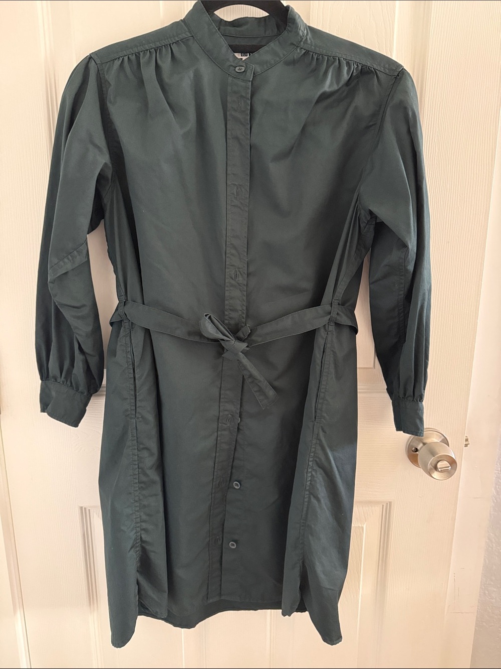 Uniqlo Navy Front Shirt Dress with Waist Tie